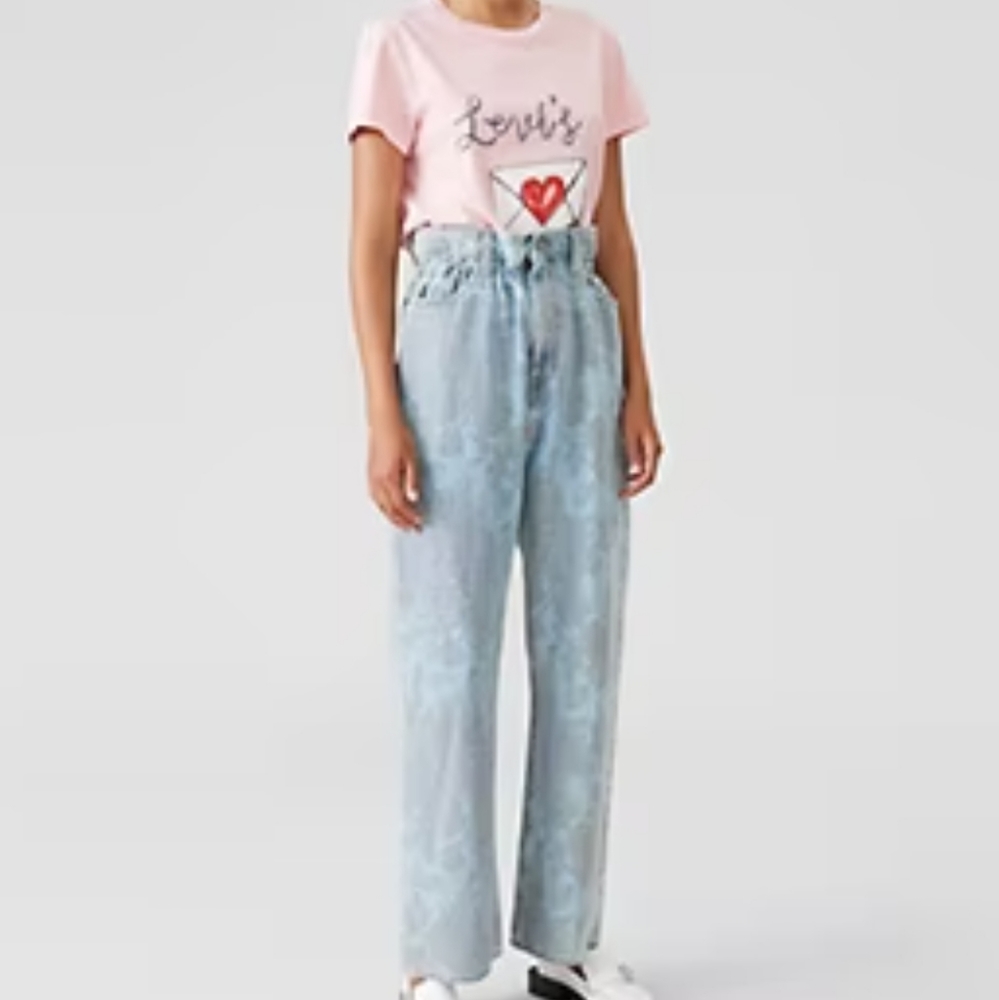 GANNI X LEVIS collab rose print baggy jeans
